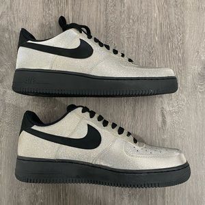 Nike Air Force 1 Low Metallic Silver/Black-Aqua